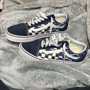 Vans Old Skool Checkerboard Flame Navy & White